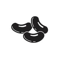 frijoles de soja, plantilla de icono de línea de guisantes vectoriales color negro editable. habas de soja, ilustración de vector plano de símbolo de icono de línea de guisantes vectoriales para diseño gráfico y web.