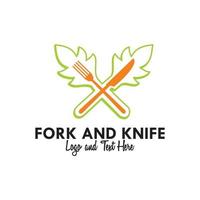 fork and knife logo. Fork and knife crossed icon logo. Flat shape restaurant or cafe place sign. Utensil across. Kitchen and diner menu button symbol. vector