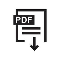 descargar plantilla de icono de pdf editable en color negro. descargar pdf icono símbolo vector plano signo aislado sobre fondo blanco. ilustración de vector de logotipo simple para diseño gráfico y web.