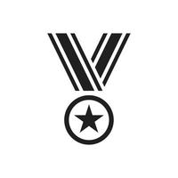 plantilla de icono de medalla editable en color negro. ilustración de vector plano de símbolo de icono de medalla para diseño gráfico y web.