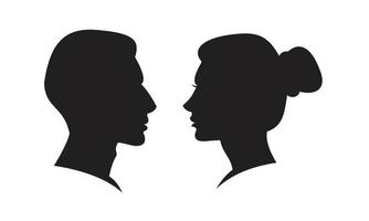 hombre y mujer silueta cara a cara vector icono plantilla color negro editable. hombre y mujer silueta cara a cara vector icono símbolo plano vector ilustración para diseño gráfico y web.