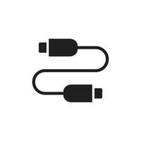 plantilla de icono de cable usb editable en color negro. ilustración de vector plano de símbolo de icono de cable usb para diseño gráfico y web.