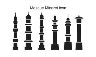 plantilla de icono de minarete de mezquita color negro editable. ilustración de vector plano de símbolo de icono de minarete de mezquita para diseño gráfico y web.