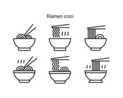 conjunto de iconos de ramen. esquema conjunto de iconos de vector de ramen para diseño web aislado sobre fondo blanco