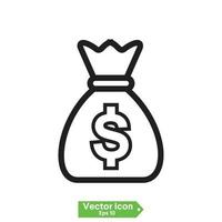 iconos de línea de pago y dinero. conjunto de iconos lineales de vector de dólar y efectivo.