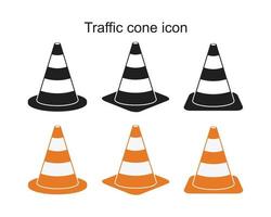 plantilla de icono de cono de tráfico editable en color negro. vector