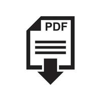 descargar plantilla de icono de pdf editable en color negro. descargar pdf icono símbolo vector plano signo aislado sobre fondo blanco. ilustración de vector de logotipo simple para diseño gráfico y web.