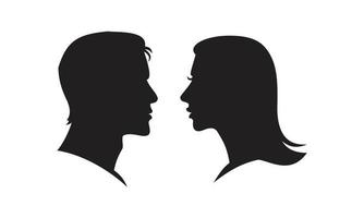 hombre y mujer silueta cara a cara vector icono plantilla color negro editable. hombre y mujer silueta cara a cara vector icono símbolo plano vector ilustración para diseño gráfico y web.