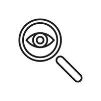 Magnifier with eye glass outline Icon template black color editable.  Magnifier with eye glass outline Icon symbol Flat vector illustration for graphic and web design.