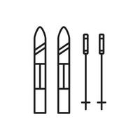 Plantilla de icono de esquís en color negro editable. Ilustración de vector plano de símbolo de icono de esquís para diseño gráfico y web.