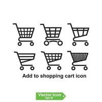 shopping trolley, cart vector black line silhouette flat icon on white background