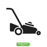 lawn mower icon. The lawn mower icon. Grass symbol. Flat Vector illustration