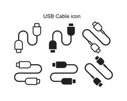 plantilla de icono de cable usb editable en color negro. ilustración de vector plano de símbolo de icono de cable usb para diseño gráfico y web.