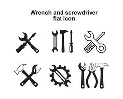Wrench and screwdriver flat Icon template black color editable. Wrench and screwdriver flat Icon symbol Flat vector illustration for graphic and web design.