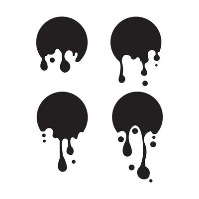 Black dripping slime seamless set. Flowing black fluid. Paint drops and blots.ime halloween signboard. black and white detailed vector illustration