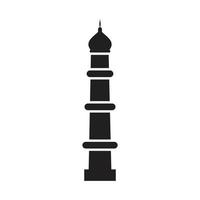 plantilla de icono de minarete de mezquita color negro editable. ilustración de vector plano de símbolo de icono de minarete de mezquita para diseño gráfico y web.