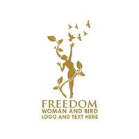 libertad mujer y pájaro vector