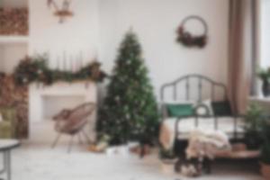 Decorated room with Christmas tree photo