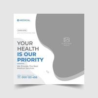 Medical social media post and web banner template Free Vector