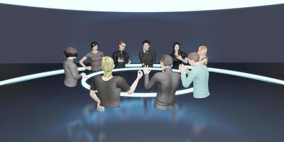 Metaverse classes and meetings VR glasses Avatars of people in the Metaverse world and sandbox photo