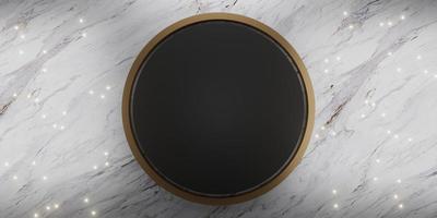 marble background and golden circle frame For pasting text and products 3D illustrations photo