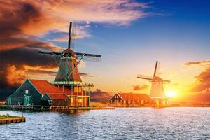 Sunset over the mill.  Rotterdam. Holland. photo