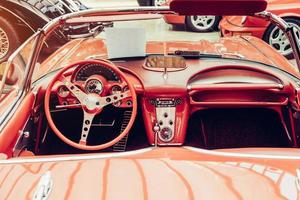 Retro interior of old automobile photo