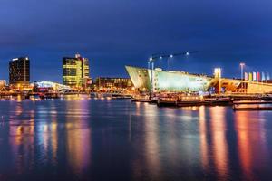 Beautiful night in Amsterdam.  illumination of buildings photo