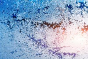 texture of patterns on frozen window photo