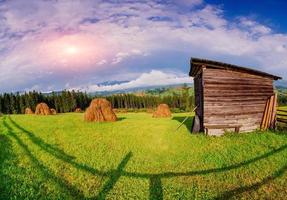 Beautiful sunny day is in mountain landscape. Carpathian, Ukrain photo