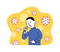 man feeling sick from virus coughing and spread germ to the air vector