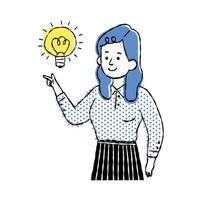 business woman getting light bulb up for new fresh ideas vector