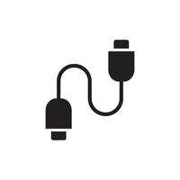 plantilla de icono de cable usb editable en color negro. ilustración de vector plano de símbolo de icono de cable usb para diseño gráfico y web.