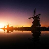Dutch mill by night. Holland