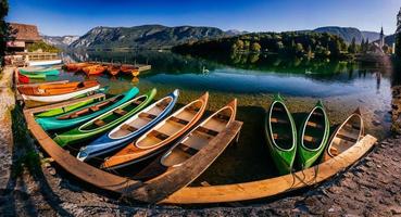 pleasure boats at lake photo