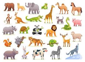 colección de lindas ilustraciones de animales salvajes vector