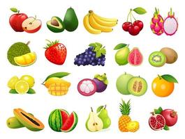 Set of fresh fruits icons illustration vector