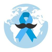 Concientización sobre el cáncer de próstata. cinta azul con bigote vector