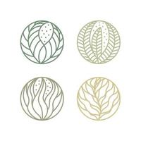 Set of nature leaves logo element vector