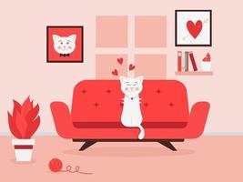 illustration of room with sofa. vector