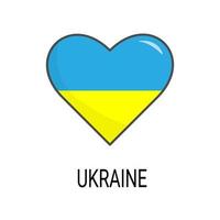 Ukraine flag icon in the shape of heart. Vector Ukrainian symbol, icon, button