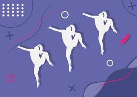 Silhouette of a dancing girl. Abstract background with halftones and line elements vector