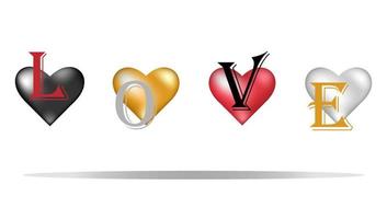 Love. Collection of shiny 3d hearts vector