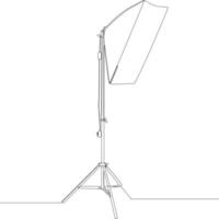 Continuous line drawing of strip soft box. Studio lighting equipment isolated on white background. Vector Illustration.