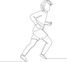 Continuous line drawing of man running and jogging. Sport and healthy. Vector illustration.