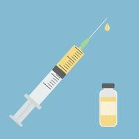 Illustration of a medical syringe and vaccine bottle vector