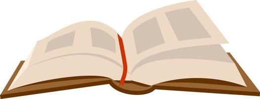 Open book in volume. Flat vector cartoon illustration