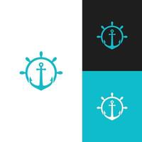 Anchor nautical marine seal logo design vector