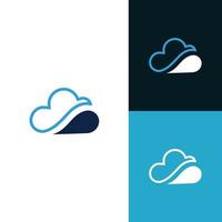 Simple cloud sky outline technology storage connection connect vector logo design