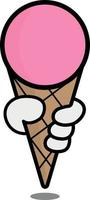 Ice cream with hand vector